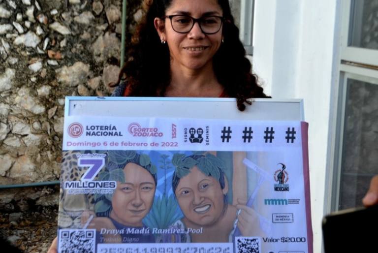 «Trabajo Digno», mural de artista yucateca, la nueva imagen del billete de la Lotería Nacional