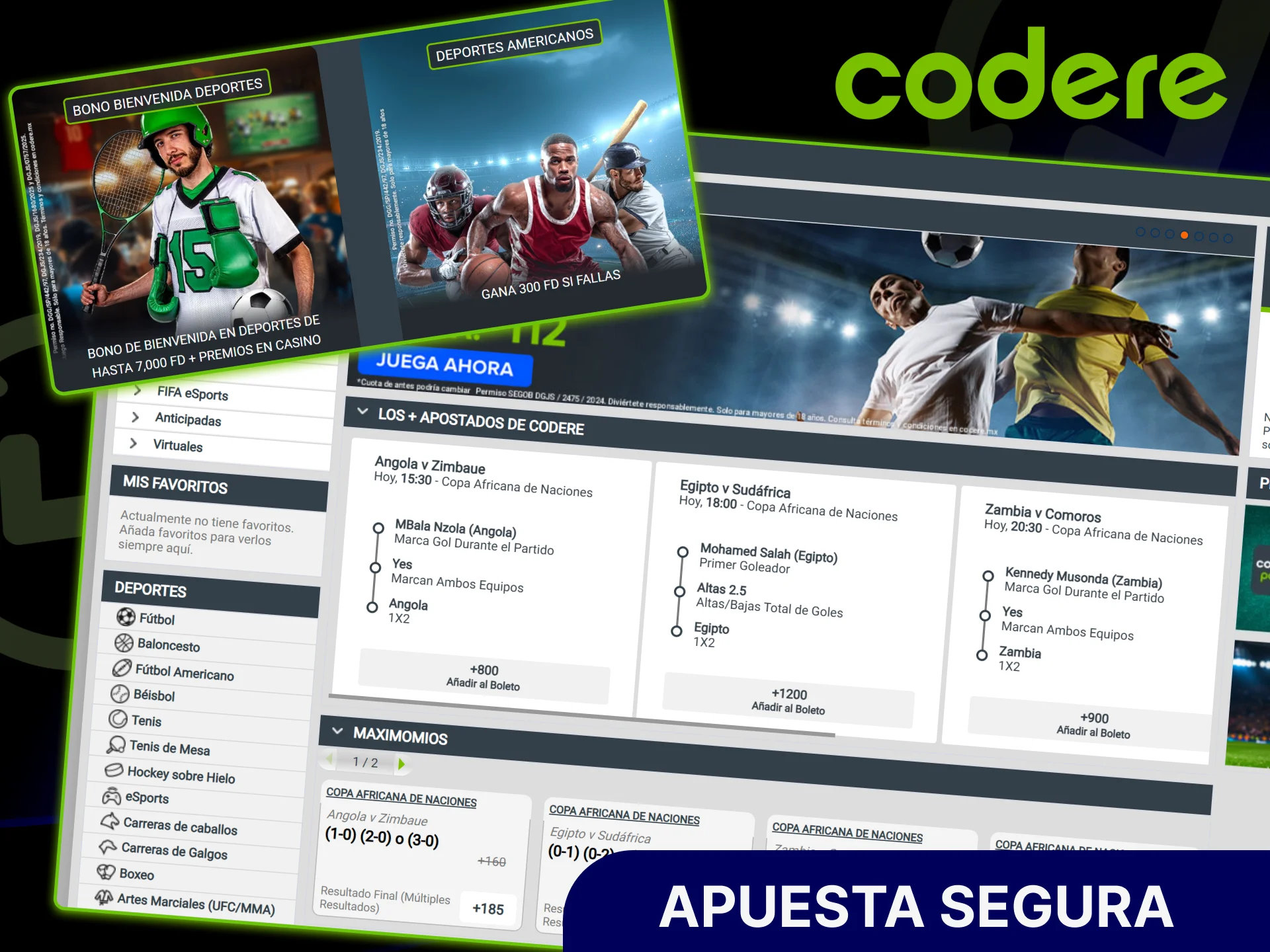 Aprovecha bonos de deportes y apuesta segura en el sitio oficial de Codere Casino.