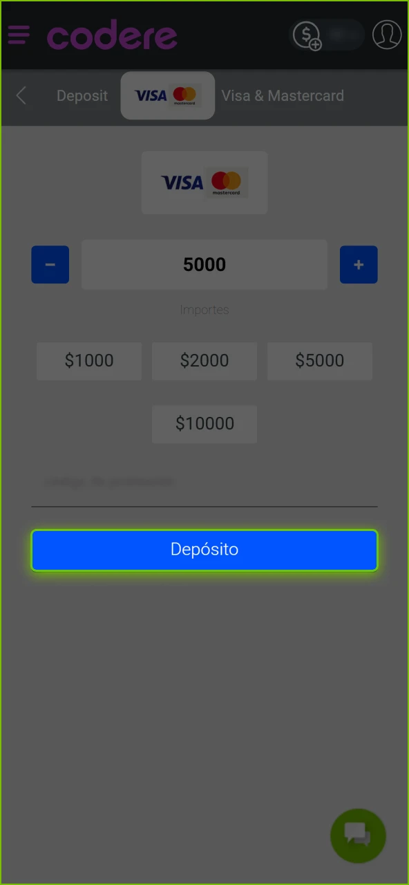 Activa tu bono aceptando los términos y revisa el saldo en Codere Casino.