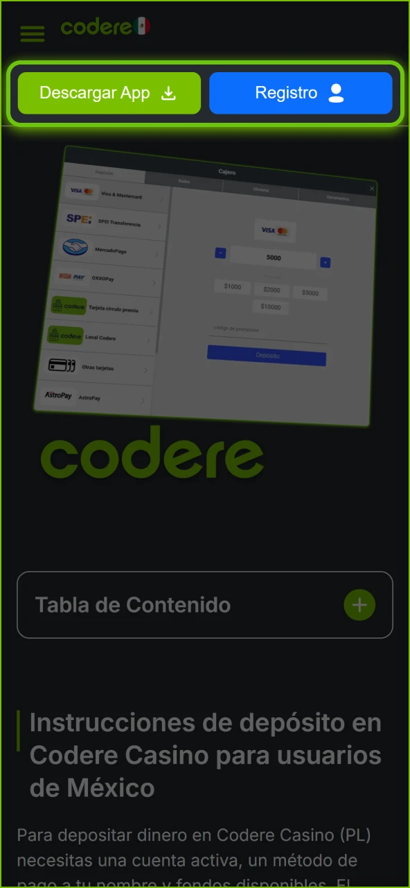 Ingresa al sitio oficial de Codere Casino y accede a tu cuenta personal.