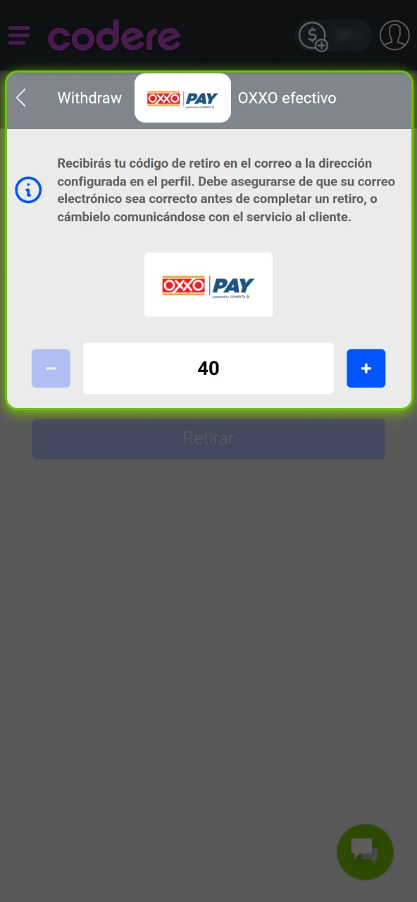 Ingresa los datos de pago correctamente en el sitio oficial de Codere Casino.