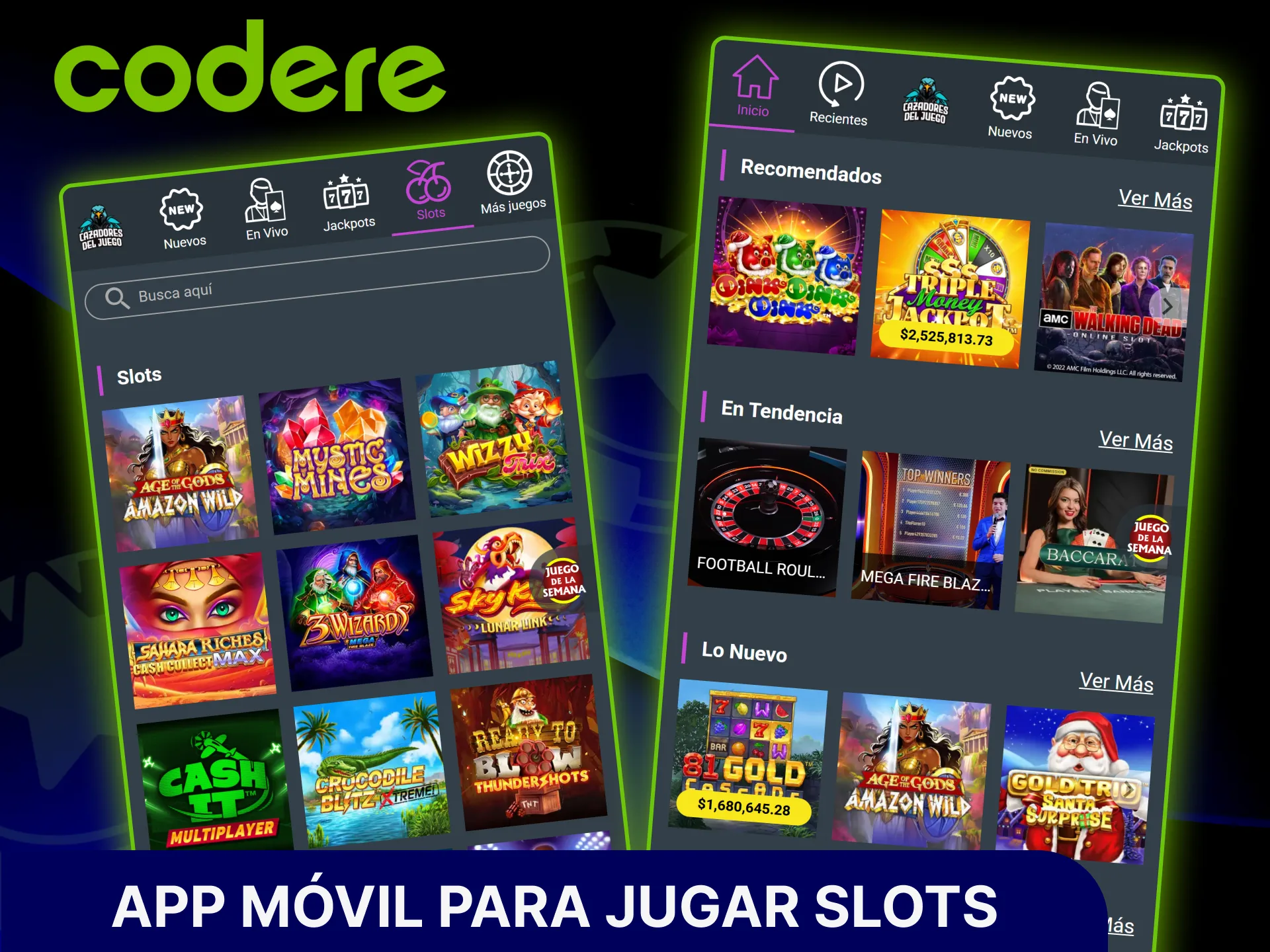 Descarga la app móvil oficial de Codere Casino para jugar tragamonedas.