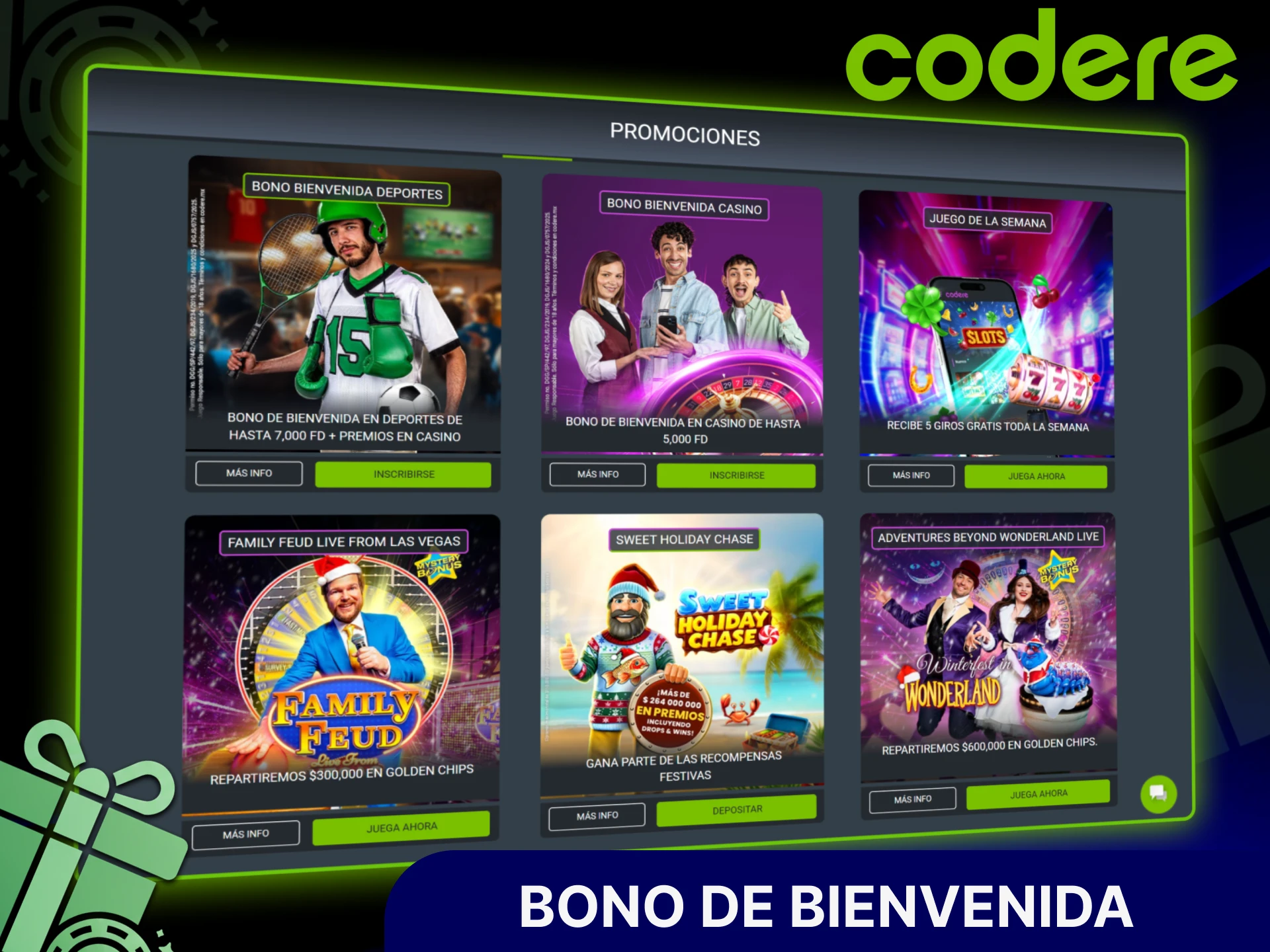 Reclama el bono de bienvenida para jugadores de tragamonedas en Codere Casino.