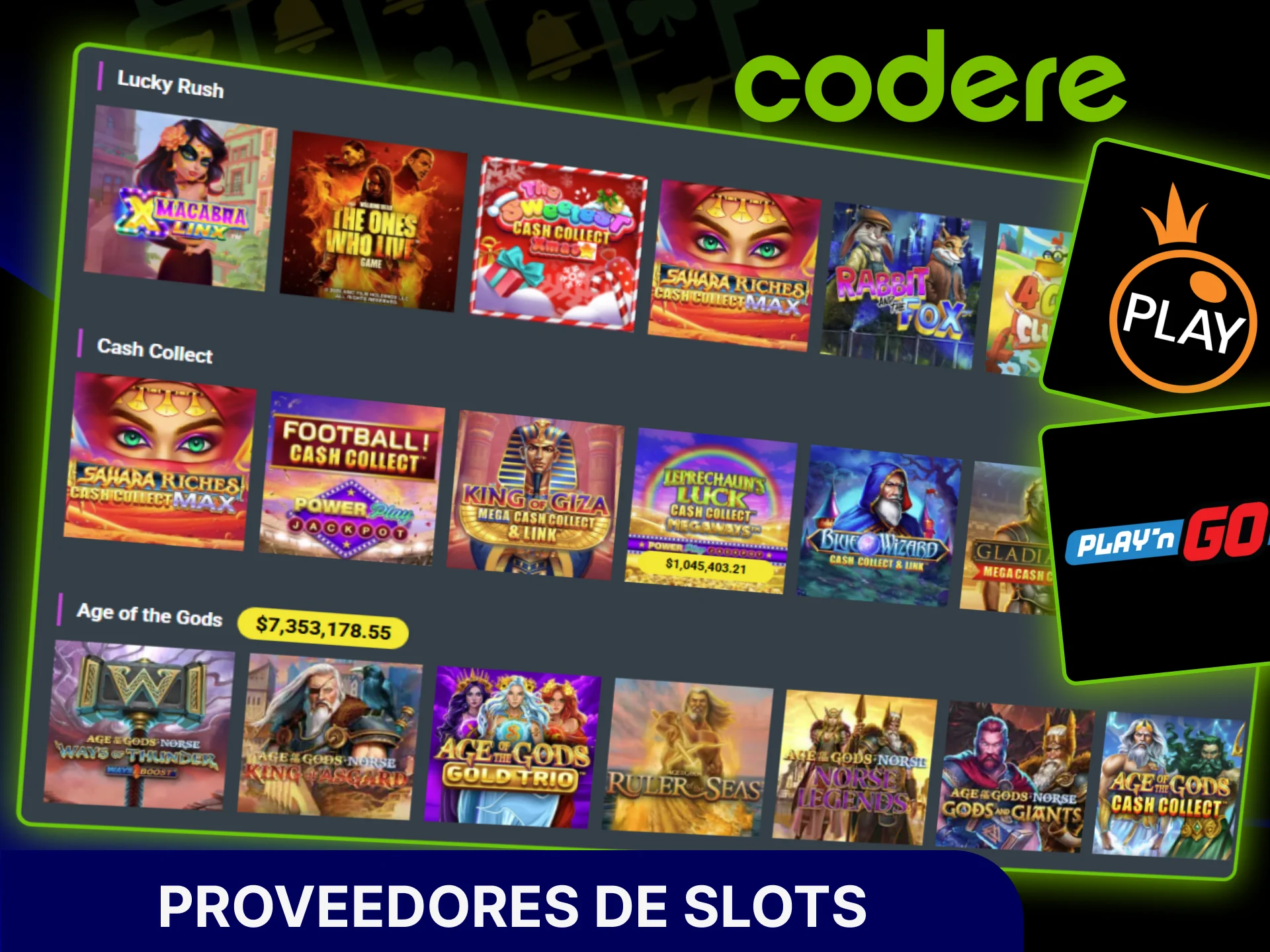 Explora los principales proveedores de tragamonedas en el sitio oficial de Codere Casino.