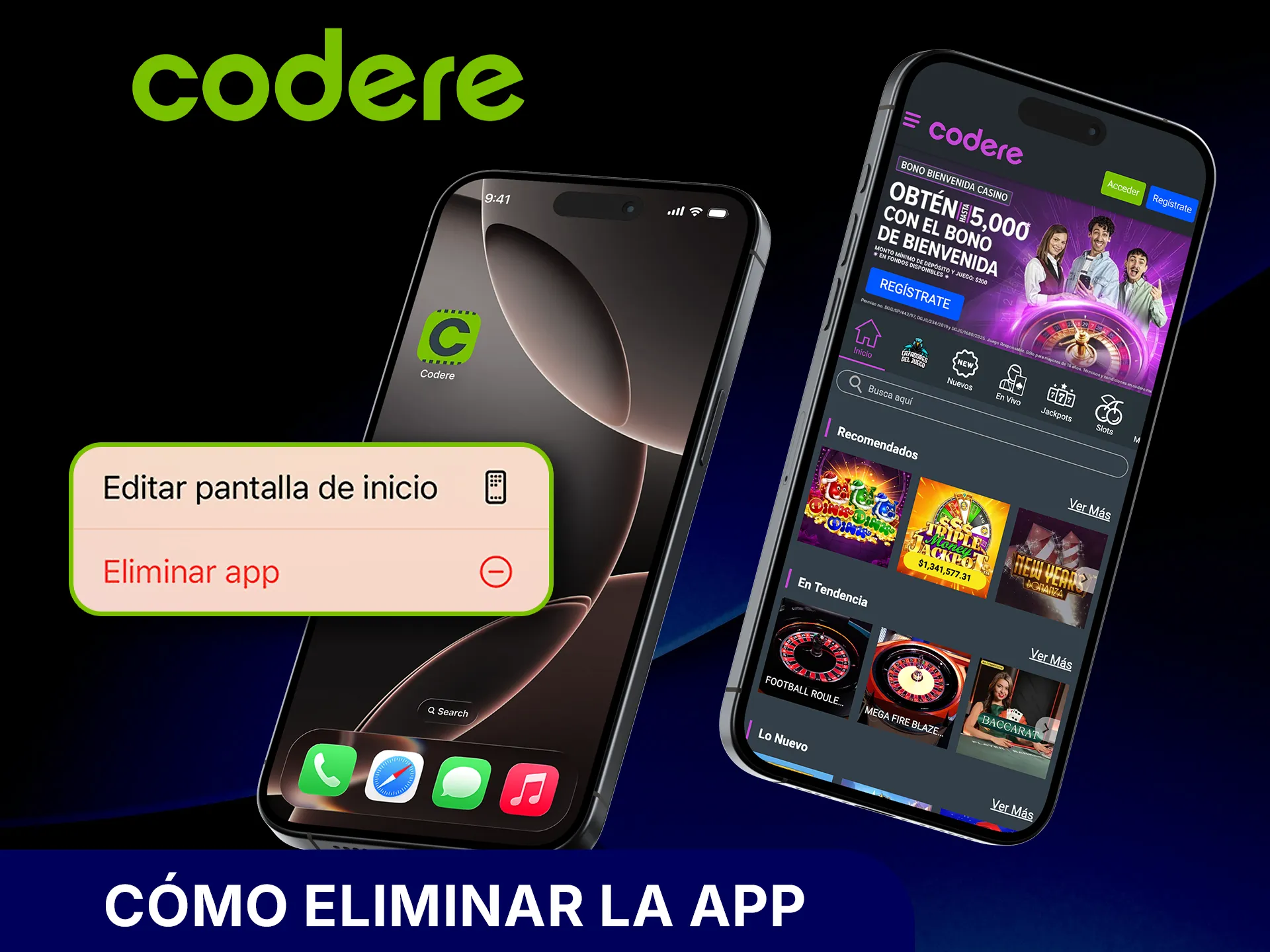 Sigue los pasos para desinstalar la app de Codere cuando lo necesites.