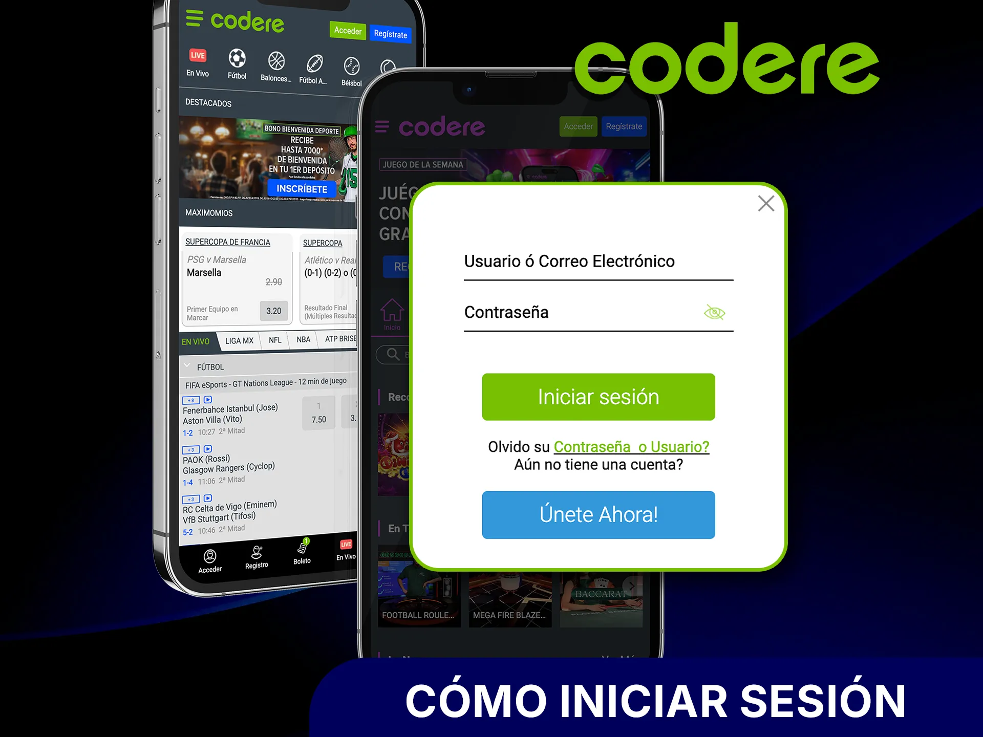 Inicia sesión en la app de Codere y accede a tu cuenta rápido.