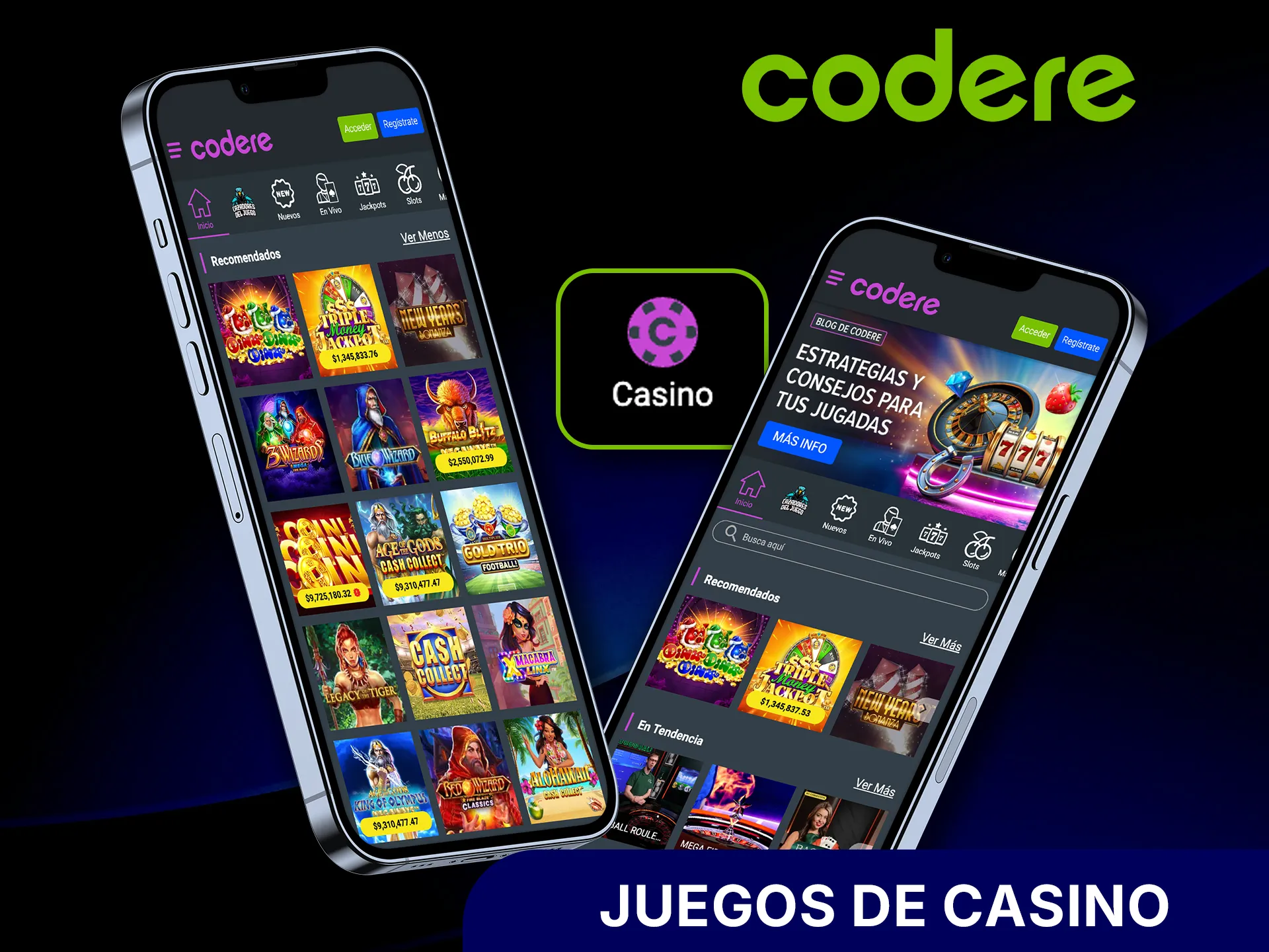 Descubre los juegos de casino en la app de Codere y empieza a jugar.