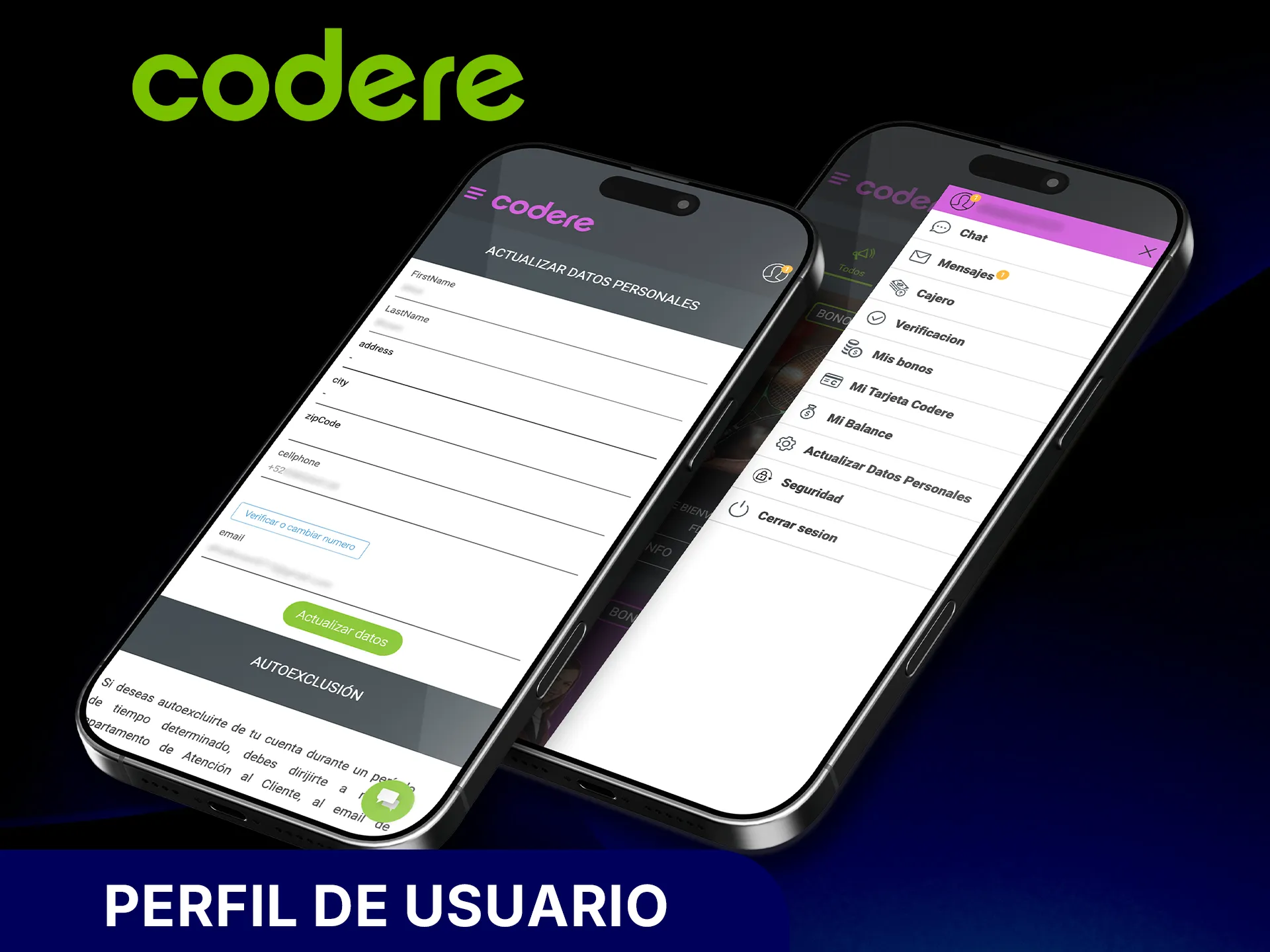 Gestiona tu perfil en la app de Codere y controla tu cuenta.