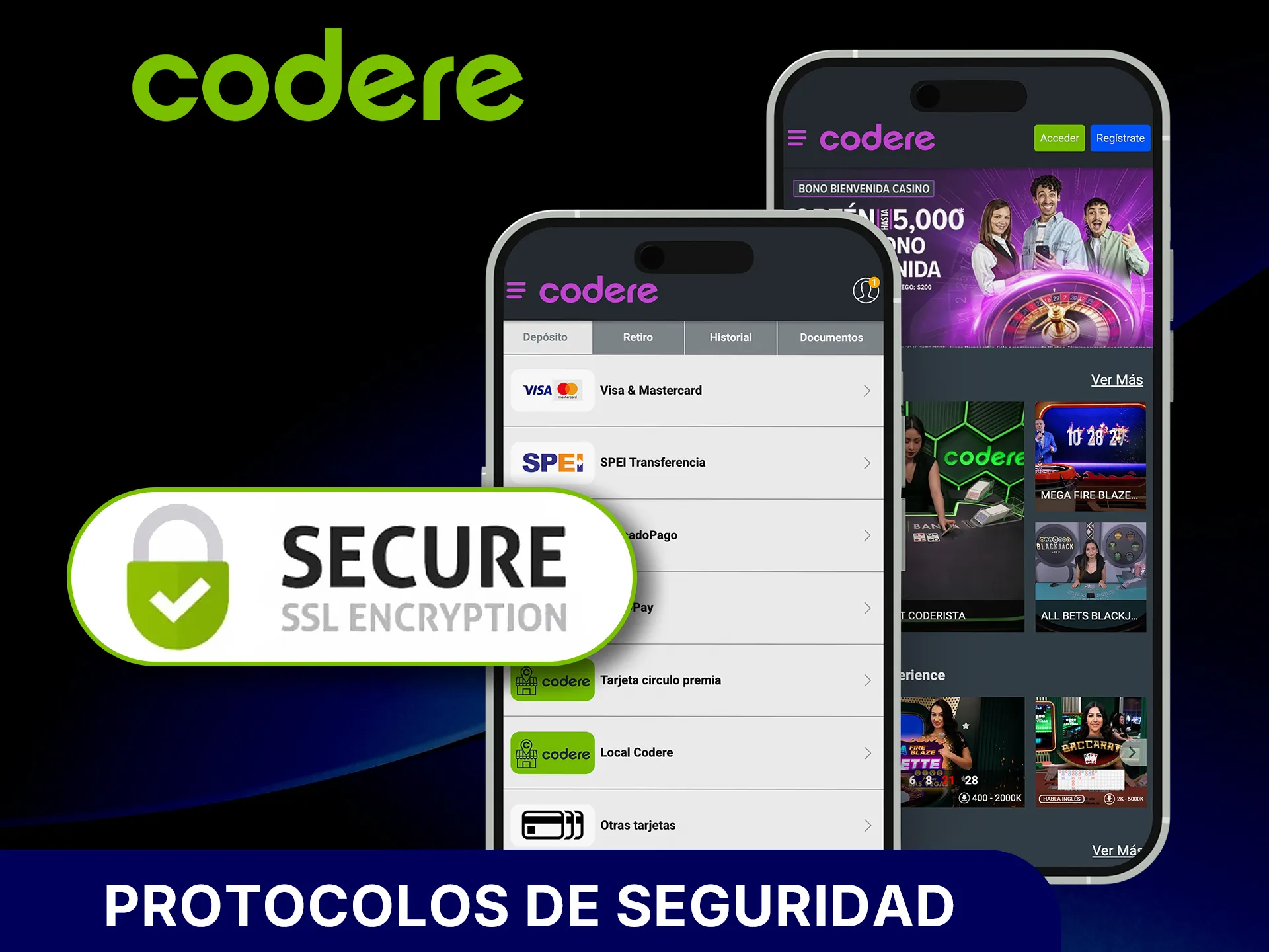 Juega en la app de Codere con protección y datos seguros.