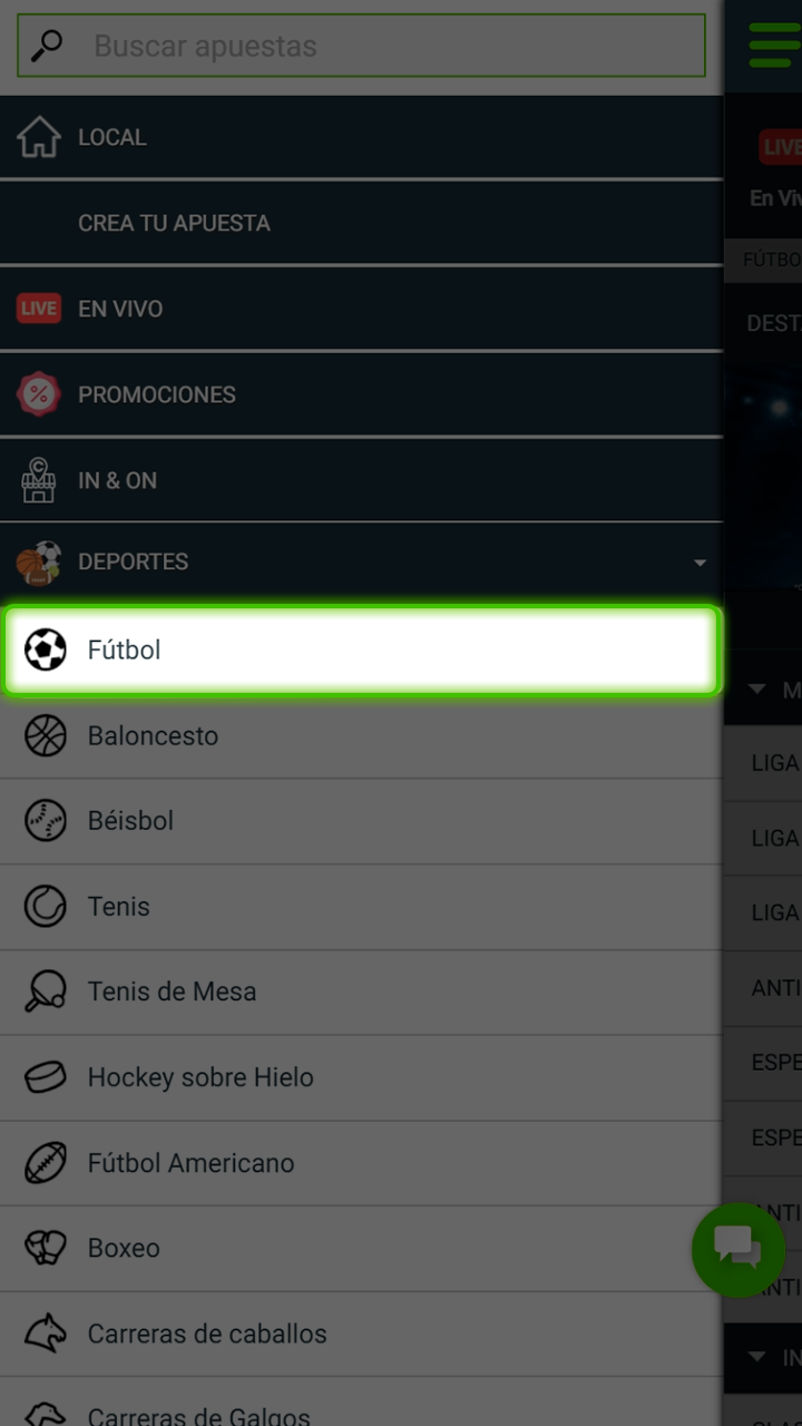 Selección de mercados de fútbol en Codere.