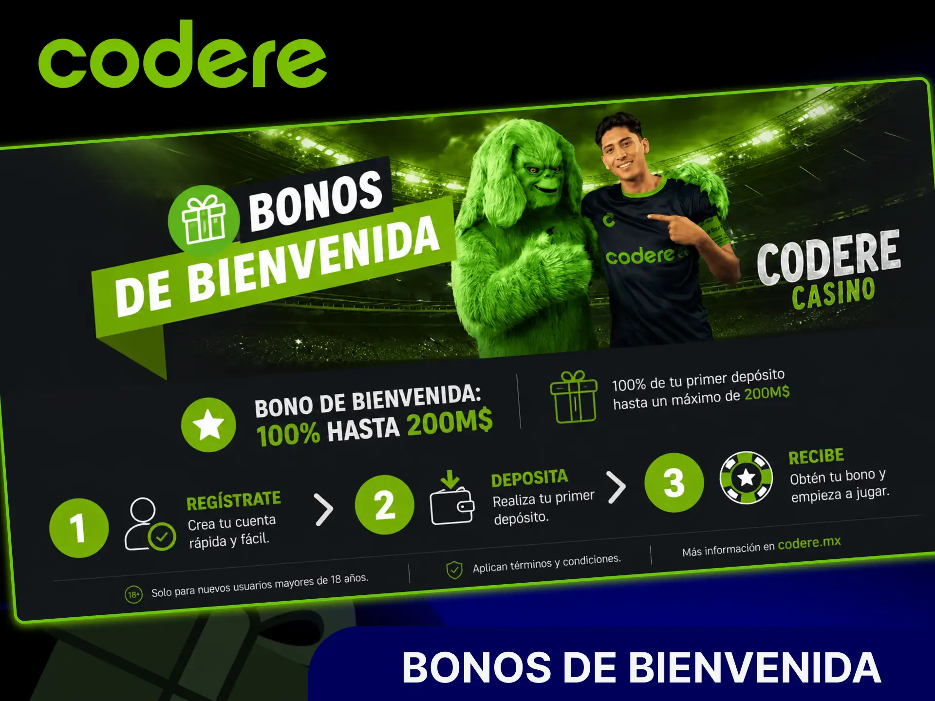 Aprovecha los bonos de bienvenida de Codere casino para jugadores de México y empieza a jugar con saldo extra.