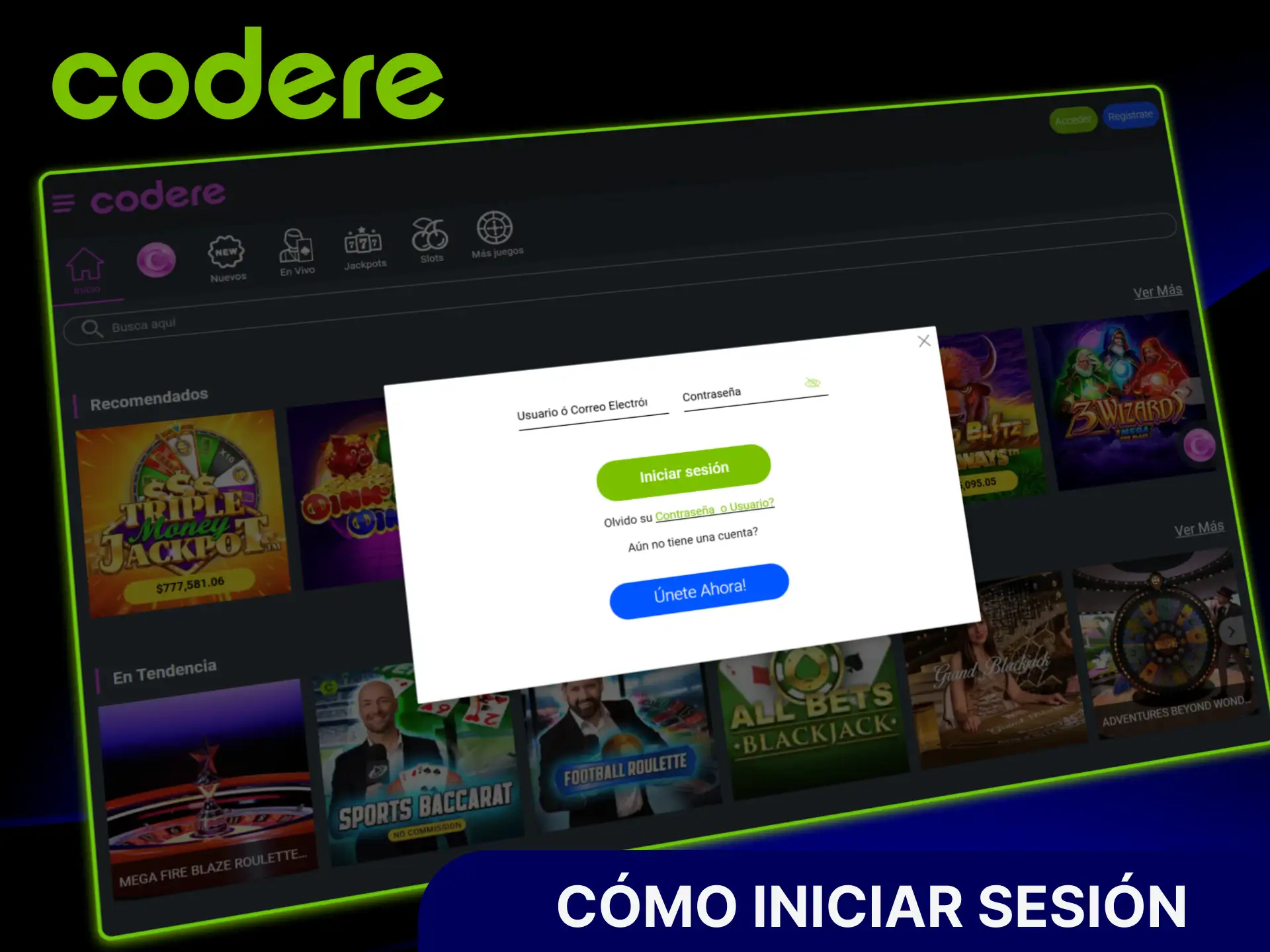 Descubre cómo iniciar sesión en Codere casino en México de forma rápida y segura desde cualquier dispositivo.