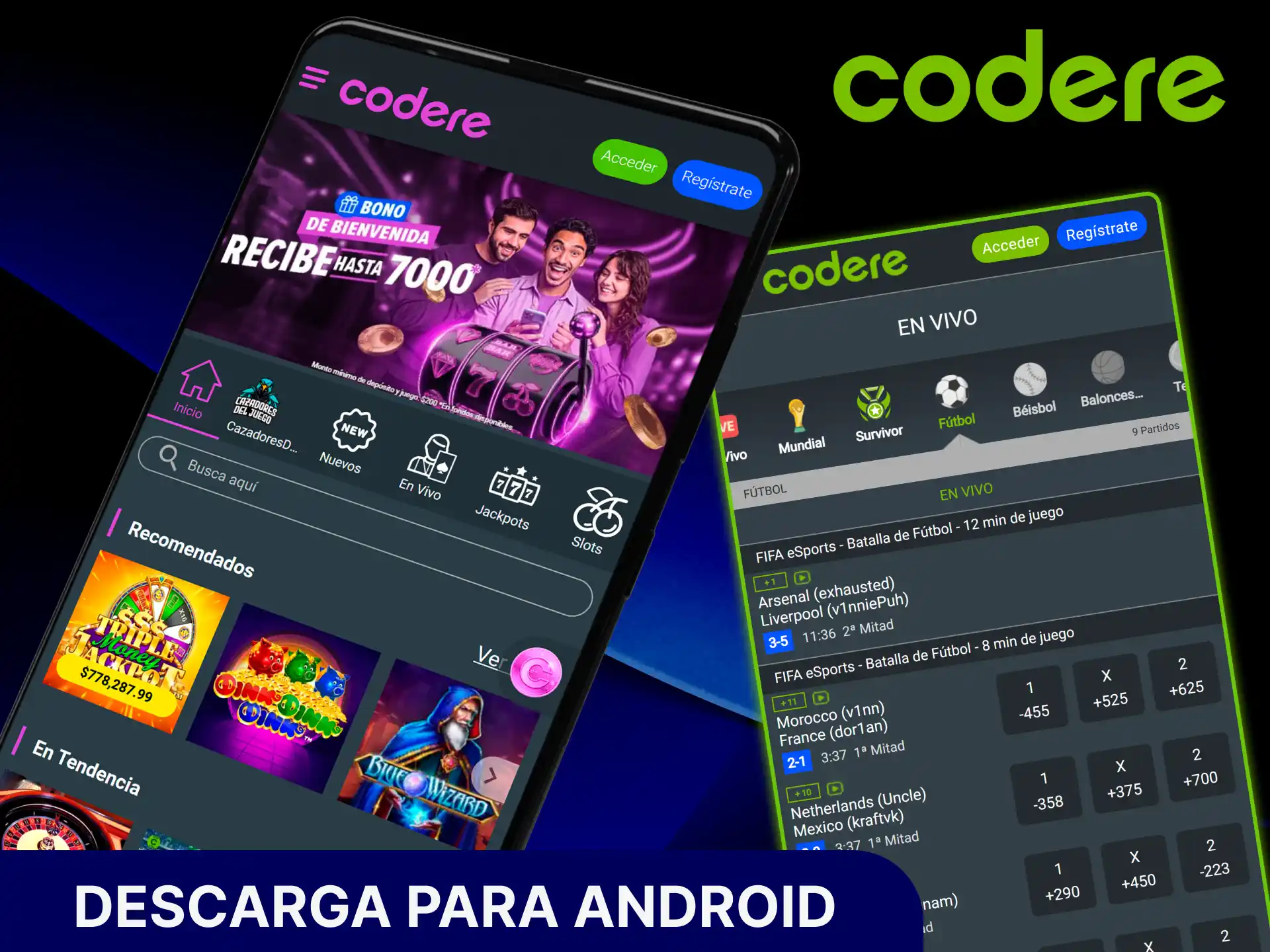 Sigue los pasos para la descarga para Android de la app de Codere casino de manera fácil y directa.